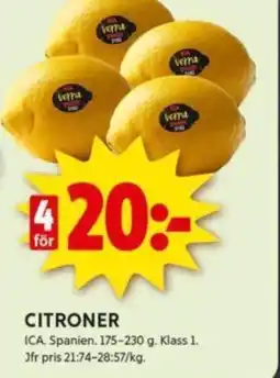 ICA Kvantum CITRONER erbjuda
