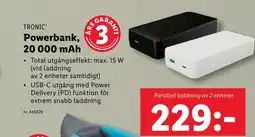 Lidl Powerbank, 20 000 mAh erbjuda