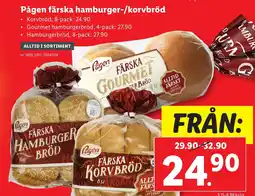 Lidl Pågen färska hamburger-/korvbröd erbjuda