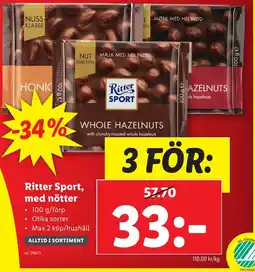 Lidl Ritter Sport, med nötter erbjuda