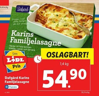 Lidl Dafgård Karins Familjelasagne erbjuda