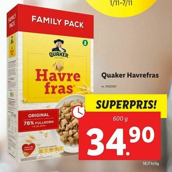 Lidl Quaker Havrefras erbjuda
