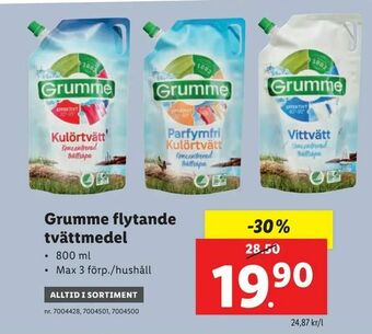 Lidl Grumme flytande tvättmedel erbjuda