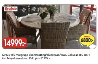 Bo Ohlsson Circus 150 matgrupp i konstrotting/aluminium/teak erbjuda