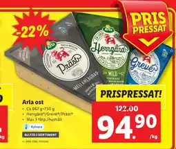 Lidl Arla ost erbjuda