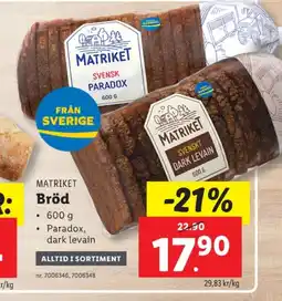 Lidl Svensk paradox bröd erbjuda