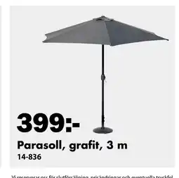 Biltema Parasoll, grafit, 3 m erbjuda