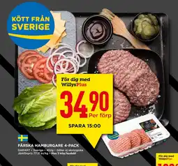 Willys FÄRSKA HAMBURGARE 4-PACK erbjuda