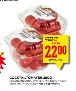Willys COCKTAILTOMATER 250G erbjuda