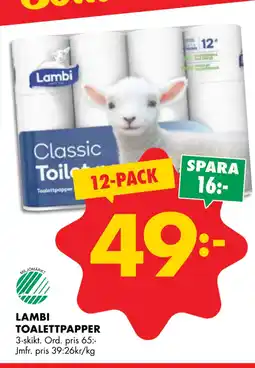 ÖoB LAMBI TOALETTPAPPER erbjuda