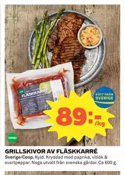 Coop Daglivs GRILLSKIVOR AV FLÄSKKARRÉ erbjuda