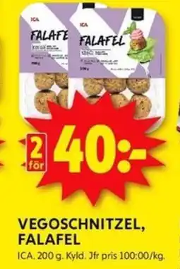 ICA Kvantum VEGOSCHNITZEL, FALAFEL erbjuda