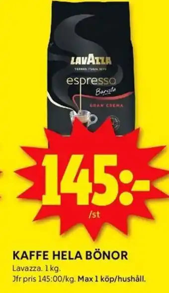 ICA Kvantum KAFFE HELA BÖNOR erbjuda