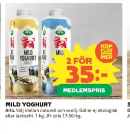 Coop Arla yoghurt erbjuda