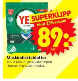 Yes diskmaskintabs