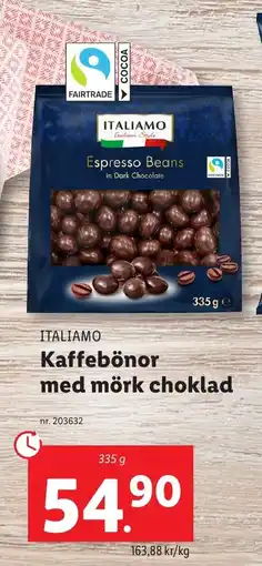 Lidl Kaffebönor med mörk choklad erbjuda