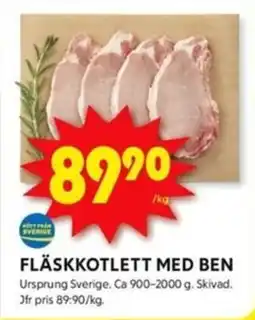 ICA Kvantum FLÄSKKOTLETT MED BEN erbjuda