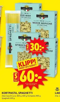 ICA Kvantum KORTPASTA, SPAGHETTI erbjuda