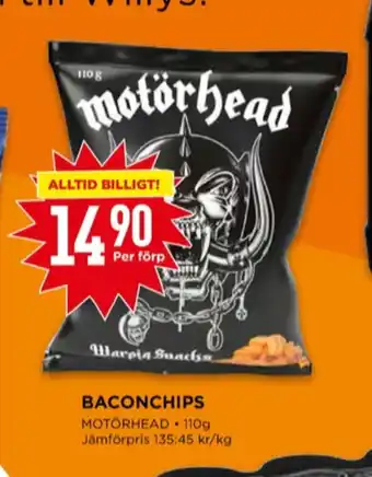Willys Motörhead baconsnacks erbjuda