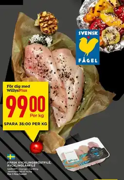 Willys Guldfågeln kycklingbröstfilé erbjuda