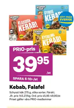 City Gross Kebab, Falafel erbjuda