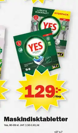 Pekås Yes Maskindisktabletter erbjuda