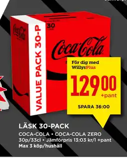 Willys LÄSK 30-PACK erbjuda