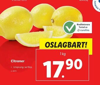 Lidl Citroner erbjuda