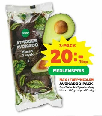 Coop Forum Avokado 3-pack erbjuda