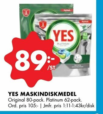 ÖoB Yes maskindiskmedel erbjuda