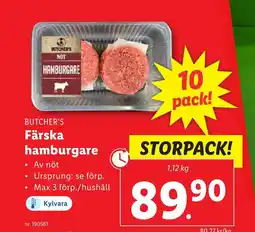 Lidl BUTCHER'S Färska hamburgare erbjuda