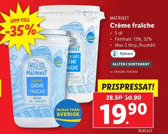 Lidl Crème fraîche • 5 dl erbjuda