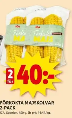 ICA Kvantum FÖRKOKTA MAJSKOLVAR 2-PACK erbjuda