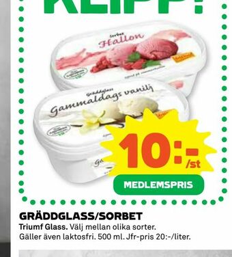 Coop Gräddglass/sorbet erbjuda