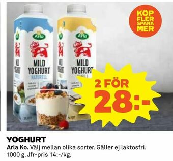Coop Yoghurt erbjuda