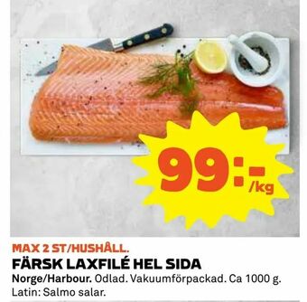 Coop Färsk laxfilé hel sida erbjuda