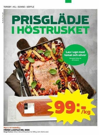 Coop Extra Färsk laxfilé hel sida erbjuda