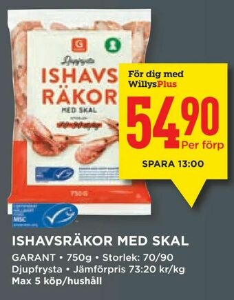 Willys Ishavsräkor med skal erbjuda