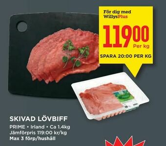 Willys Skivad lövbiff erbjuda