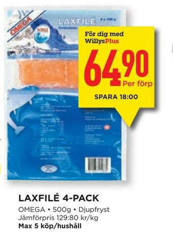 Willys Laxfilé 4-pack erbjuda
