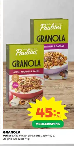 Coop Daglivs GRANOLA erbjuda