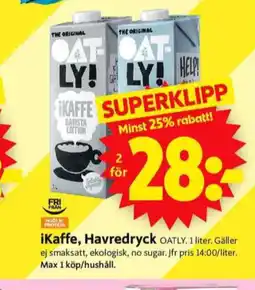 ICA Supermarket Oatly ikaffe havredryck erbjuda