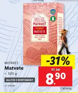 Lidl Matriket matvete erbjuda