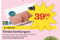Färska hamburgare