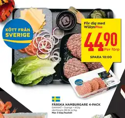 Willys Hemma FÄRSKA HAMBURGARE 4-PACK erbjuda