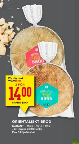 Willys ORIENTALISKT BRÖD erbjuda