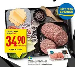 Willys FÄRSKA HAMBURGARE erbjuda