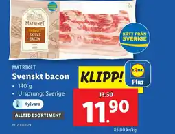 Lidl MATRIKET Svenskt bacon erbjuda