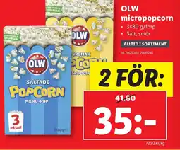 Lidl OLW micropopcorn erbjuda