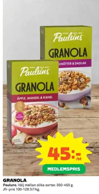 Coop Paulùns granola erbjuda